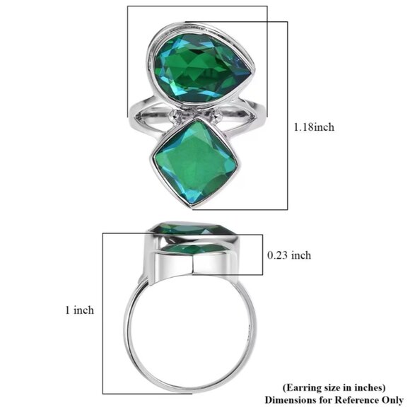 Sajen Rainbow Caribbean Doublet Quartz 7.80 ctw Ring Rhodium over Sterling Sz6 - Picture 5 of 6